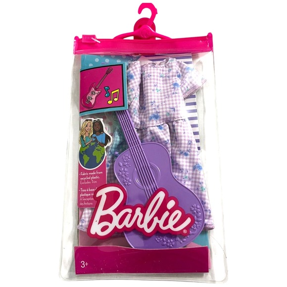 Mattel Other - Barbie Fashion Pack Career Musician Lavender Flower Dress & Guitar